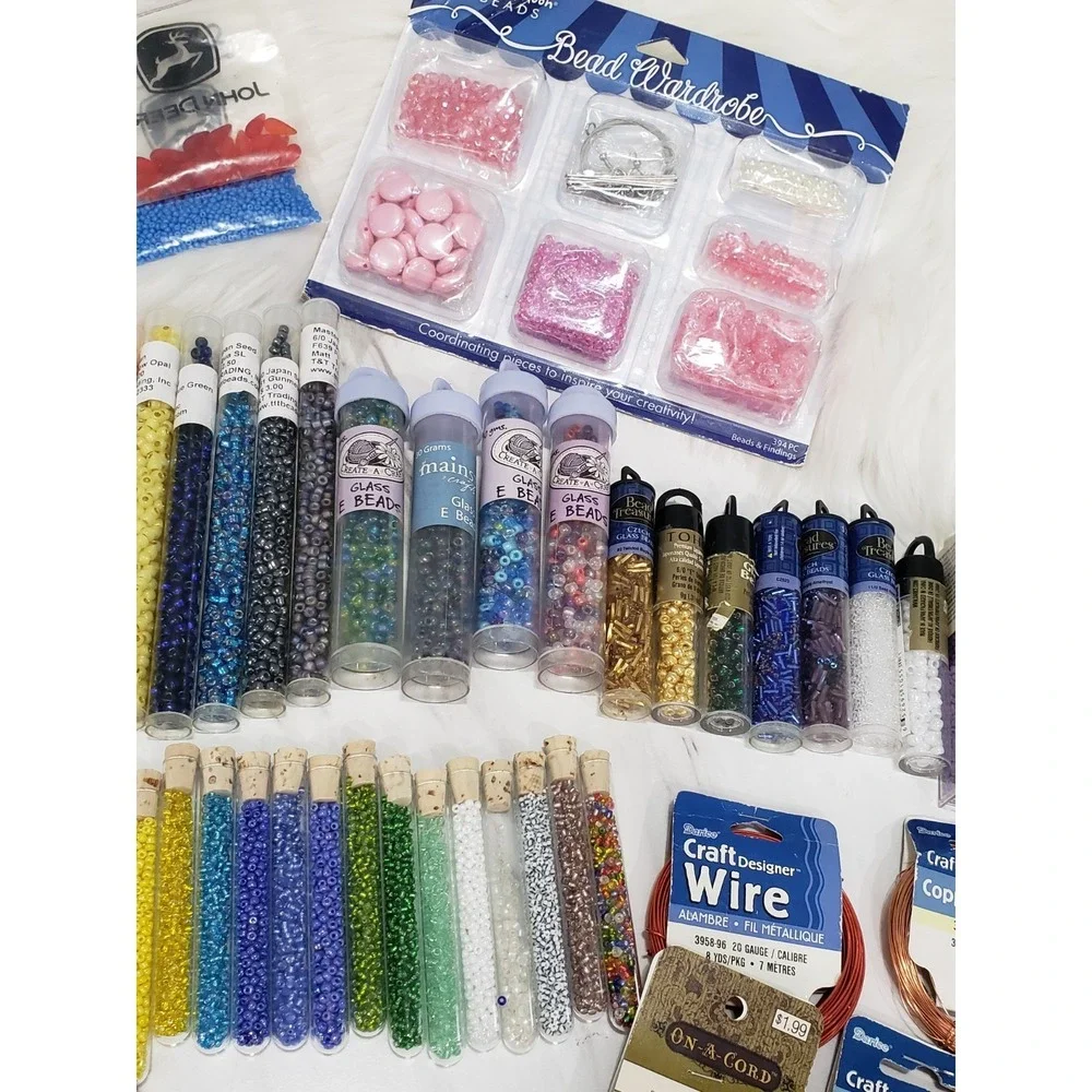 LARGE GLASS SEAD BEAD LOT Czech Japanese Blue Moon Craft Wire Jewelry cord - Picture 16 of 16